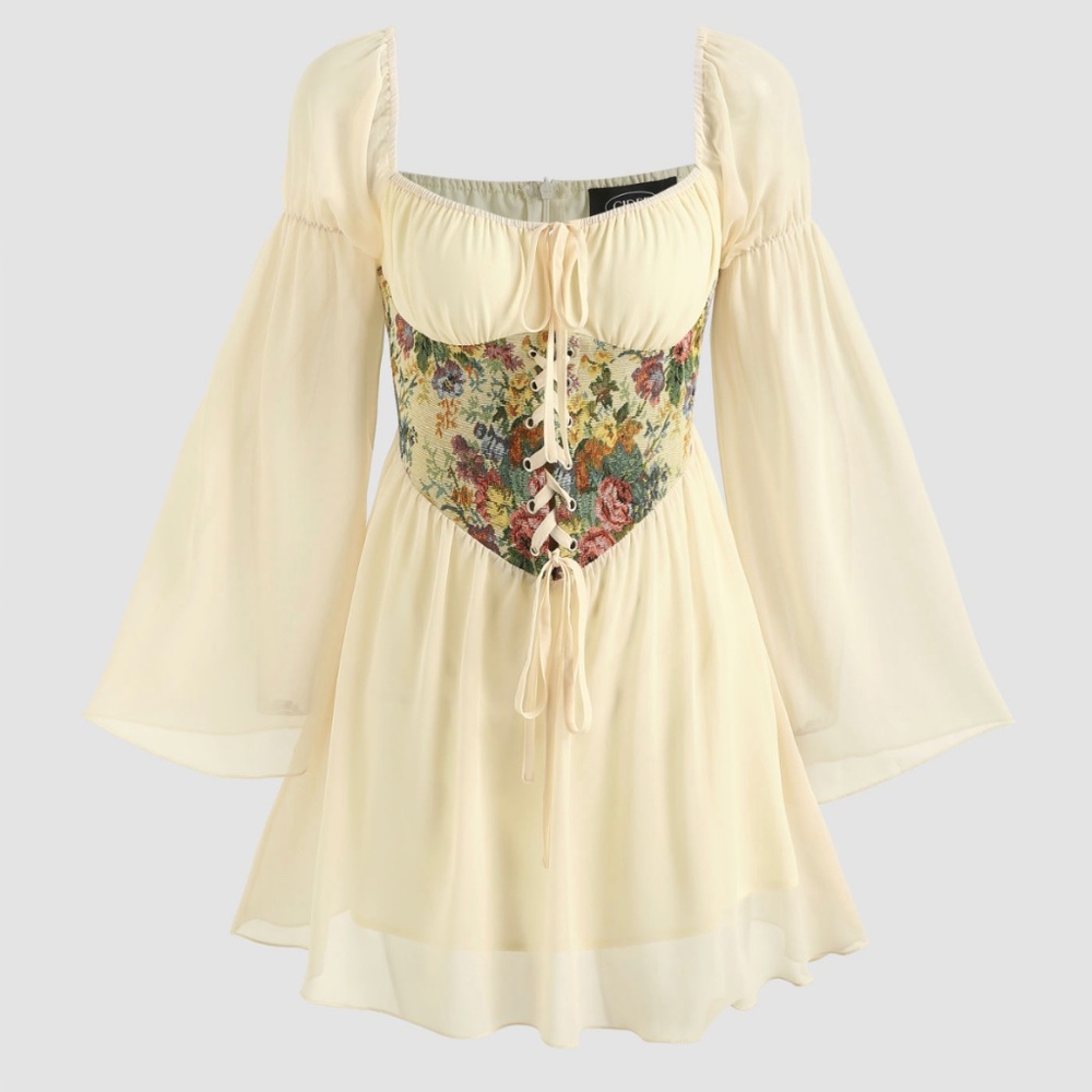 CIDER Floral Lace Up Corset Mini Dress | Size: XS